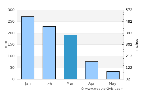 Andrelândia average rain in March