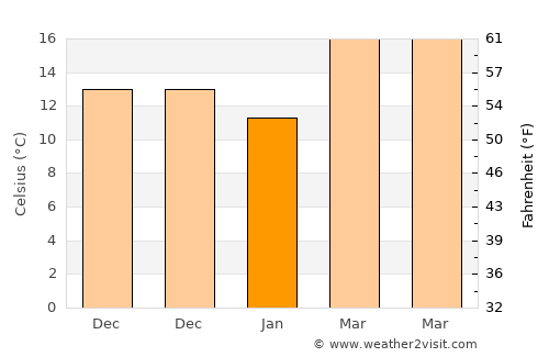 Apalachicola average temperature in January