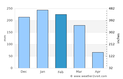 Aparecida average rain in February
