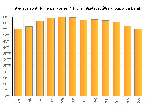Apetatitlán Antonio Carbajal average temperature chart (Fahrenheit)