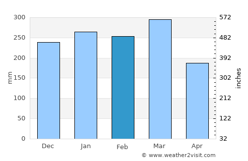 Araguaína average rain in February