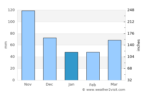 Arapuey average rain in January