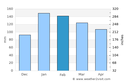 Araranguá average rain in February