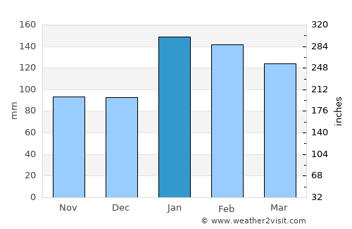 Araranguá average rain in January