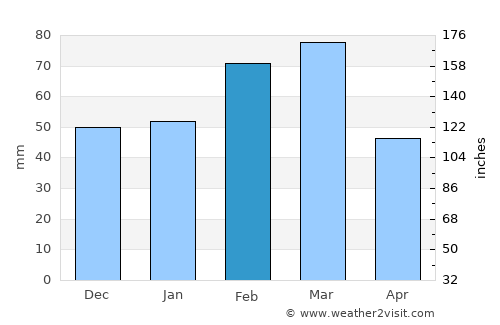 Arcadia average rain in February