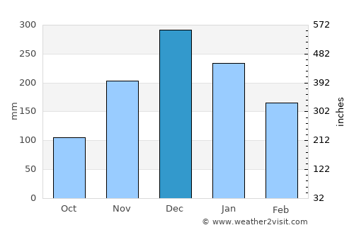 Arinos average rain in December