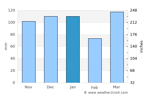 Arrowtown average rain in January
