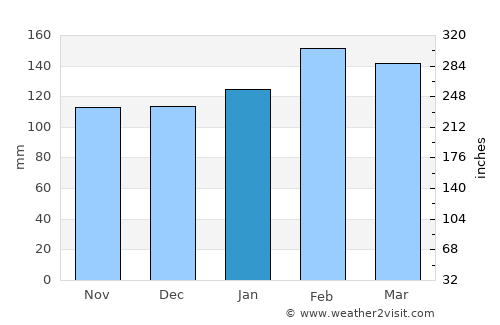 Artigas average rain in January