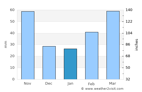 Ashikaga average rain in January