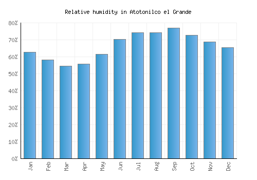 Atotonilco el Grande relative humidity averages