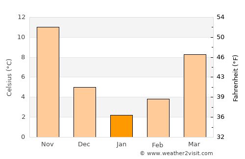 Aviski average temperature in January