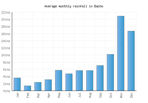 Bacho monthly rainfall chart (inches)