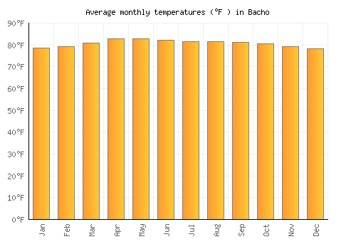 Bacho average temperature chart (Fahrenheit)