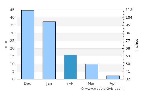 Badiraguato average rain in February