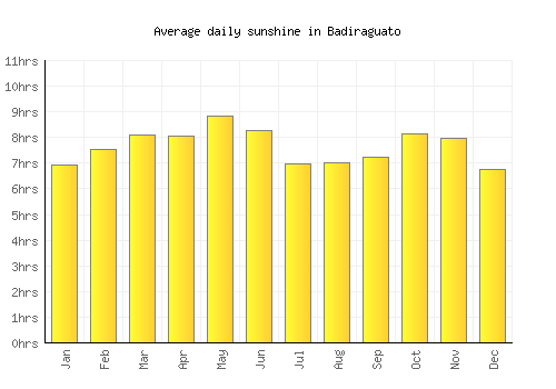 Badiraguato average daily sunshine chart