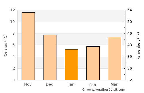 Bağcılar average temperature in January