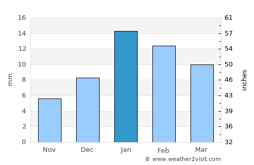 Bājna average rain in January