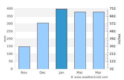 Bambous Virieux average rain in January