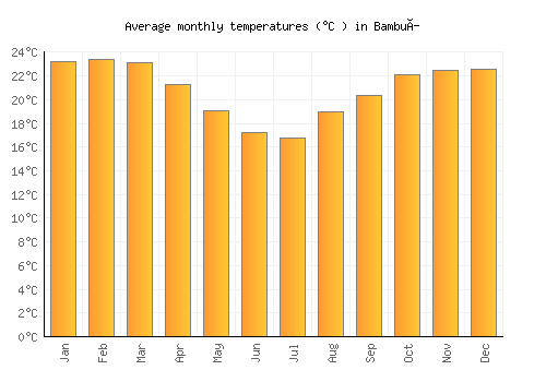 Bambuí average temperature chart (Celsius)