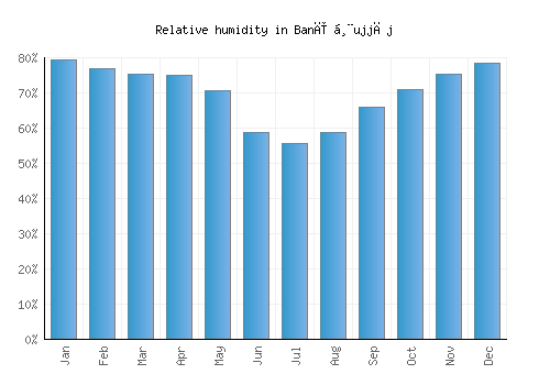 Banī Ḩujjāj relative humidity averages