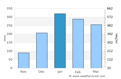 Banjar Barunasari average rain in January