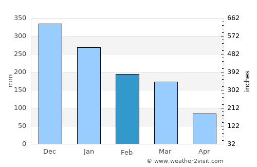 Barão de Cocais average rain in February