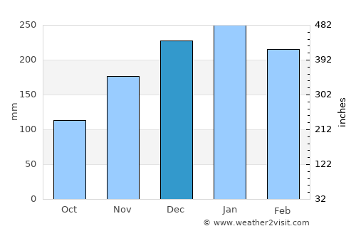 Barão de Melgaço average rain in December