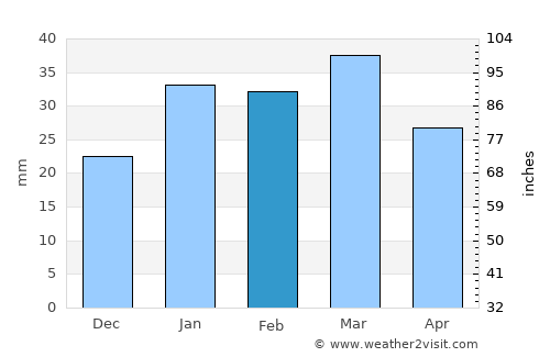 Bardsīr average rain in February