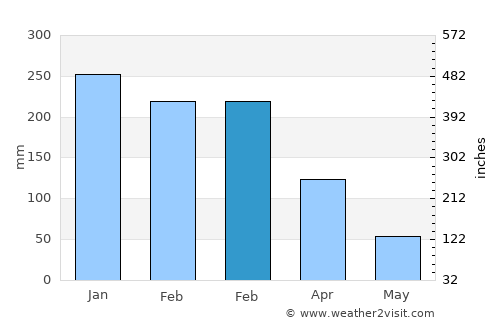 Barra do Bugres average rain in February