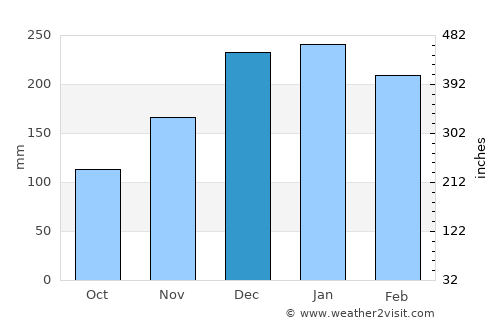 Barretos average rain in December