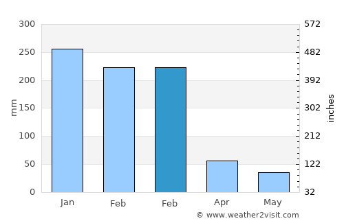 Barrinha average rain in February