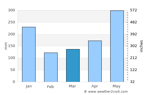 Bartica average rain in March