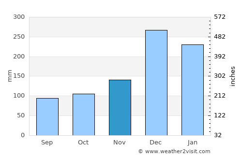 Bartica average rain in November