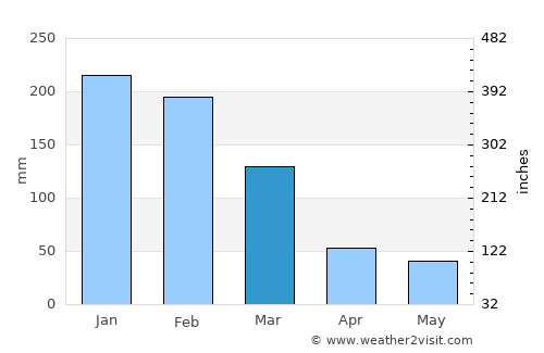 Bauru average rain in March