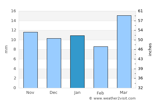 Beach average rain in January