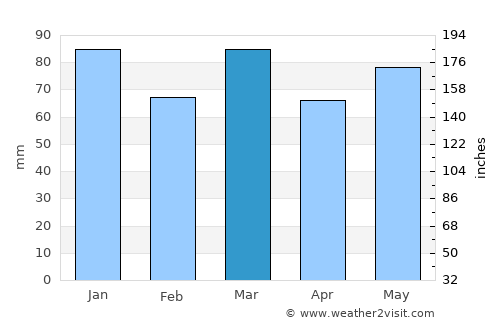 Beaumont average rain in March