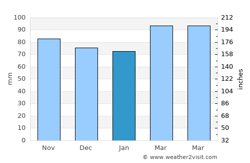 Bedford average rain in January