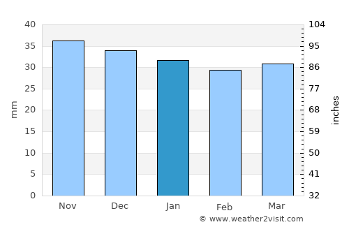 Belin average rain in January