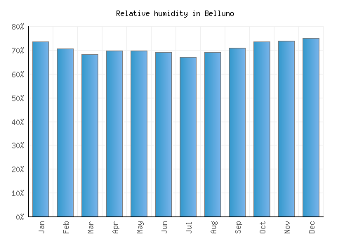 Belluno relative humidity averages