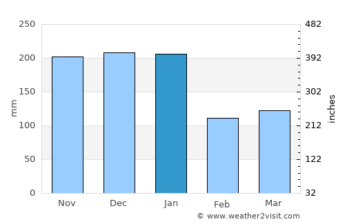 Belo Oriente average rain in January