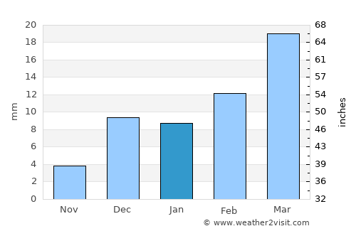 Bemetāra average rain in January