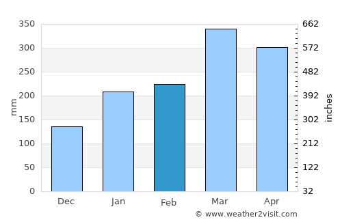 Beneditinos average rain in February