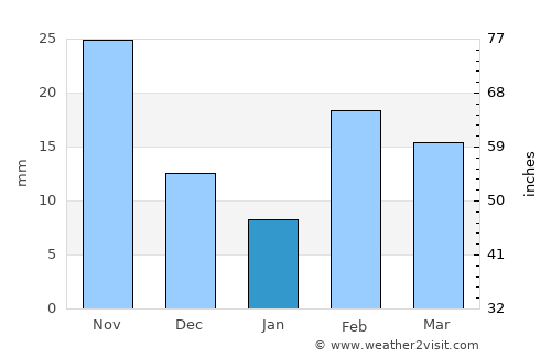 Bentley average rain in January