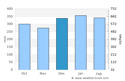 Bertioga average rain in December