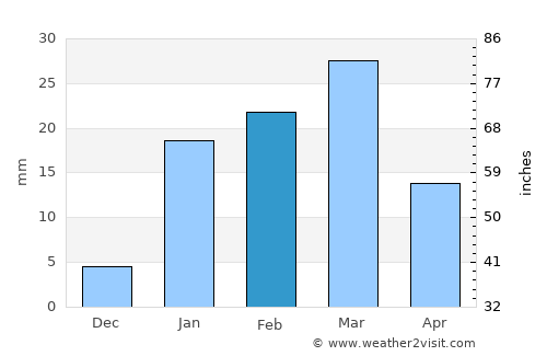 Bethanie average rain in February