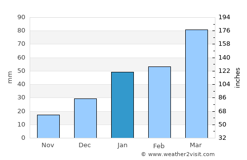 Bhadarwāh average rain in January