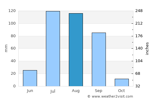 Bhatinda average rain in August