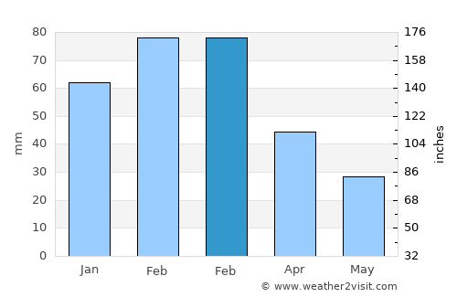Bhisho average rain in February