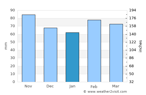 Bhisho average rain in January