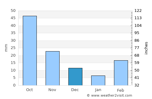Bicton average rain in December